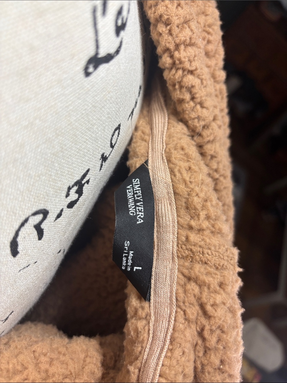 Simply Vera Vera Wang Tan Plush Teddy Jacket with Zipper